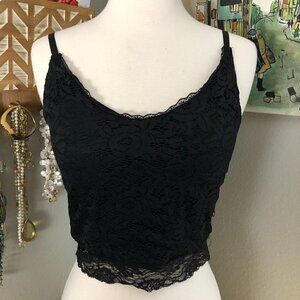Nanavatee Camisole Women's size S Black Lace Long Line Sheer Back